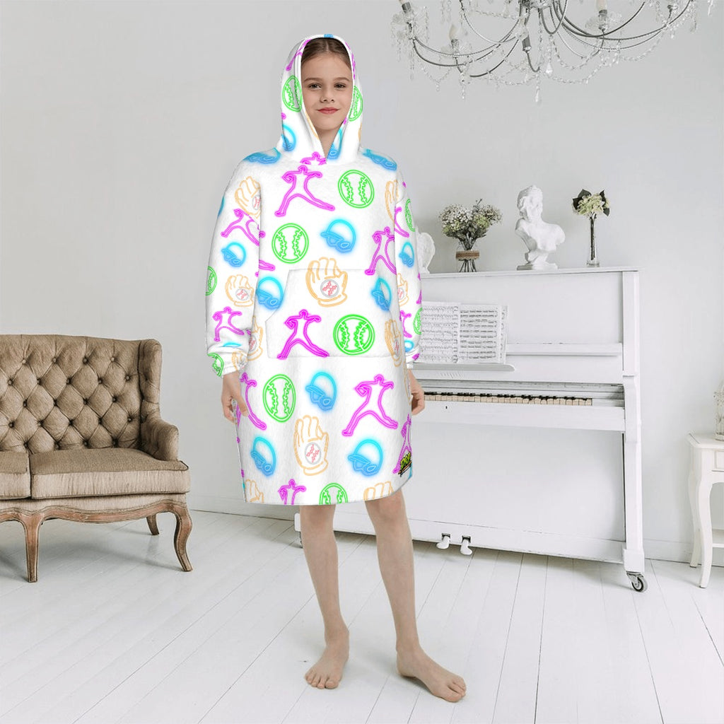 Youth Blanket Sweatshirt - White Neon Lights