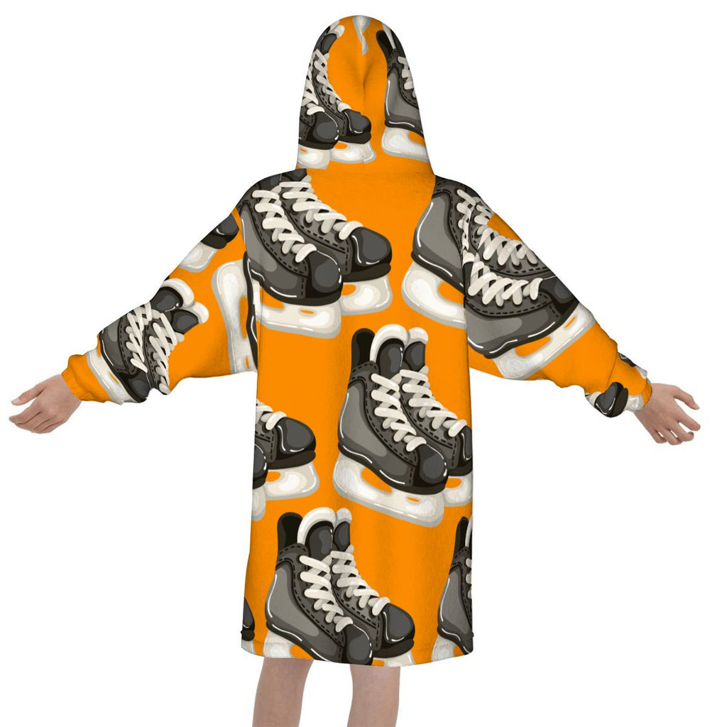 Youth Blanket Sweatshirt - Hockey Skates Orange