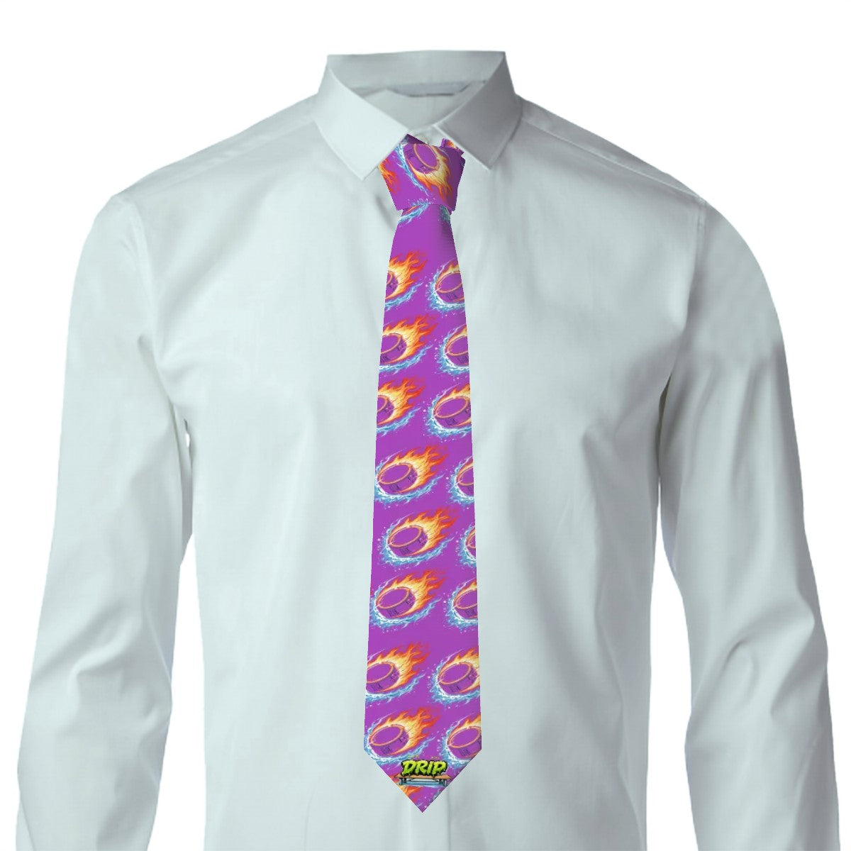 Game Day Tie - Flamin Hockey Pucks Purple