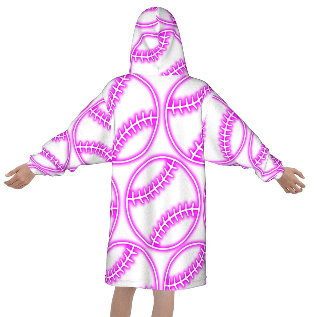 Youth Blanket Sweatshirt - Neon Pink Baseball