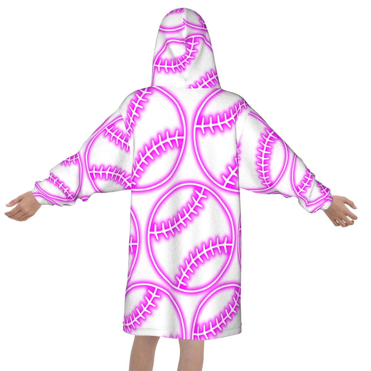 Youth Blanket Sweatshirt - Neon Pink Baseball