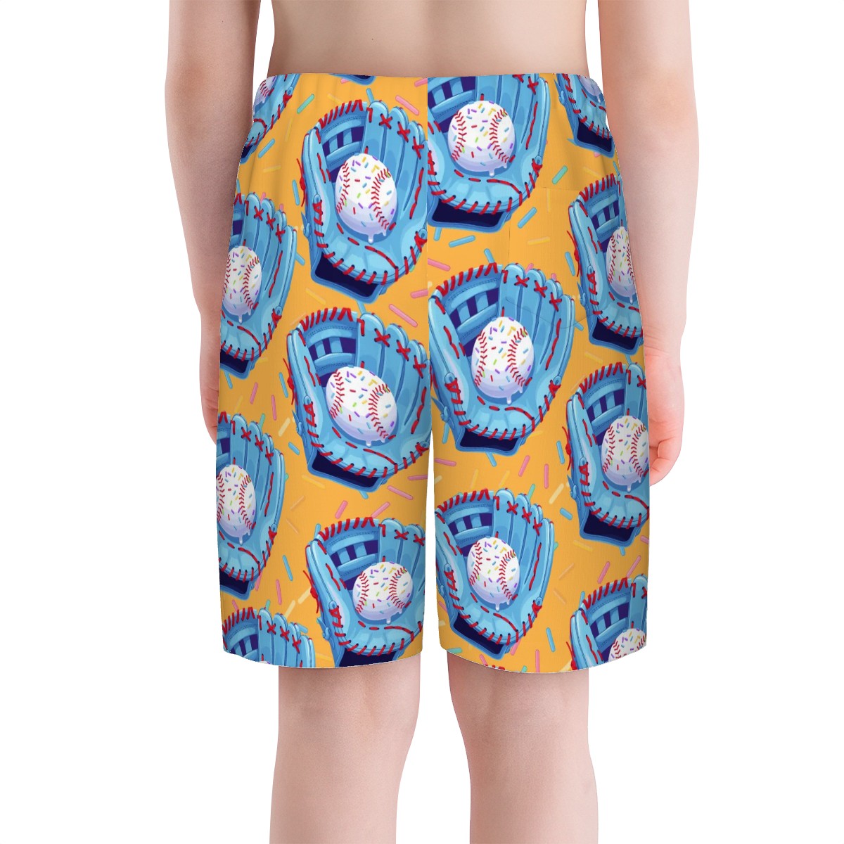 Youth Swim Shorts - Baseball Sprinkles Drip Sherbert Orange