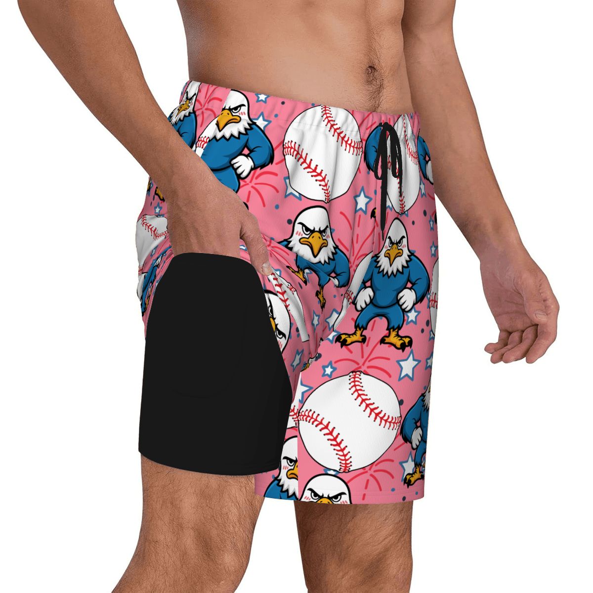 W2W Pro Mesh Hybrid Shorts - Stars and Strikes Pink