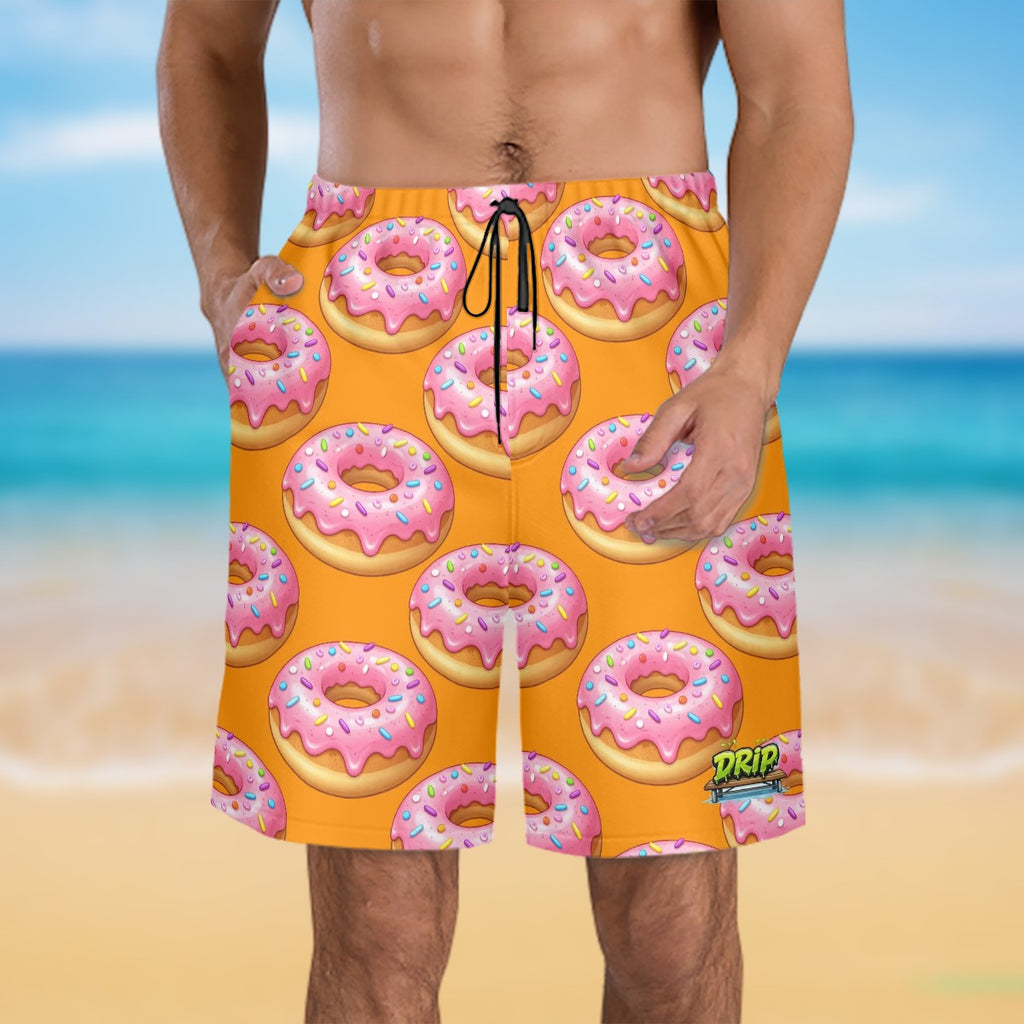 Men/Teen Swim Shorts - Donut Drip Orange