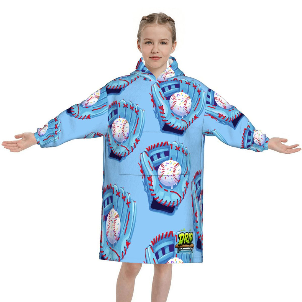Youth Blanket Sweatshirt - Baseball Sprinkles Drip Ice Blue