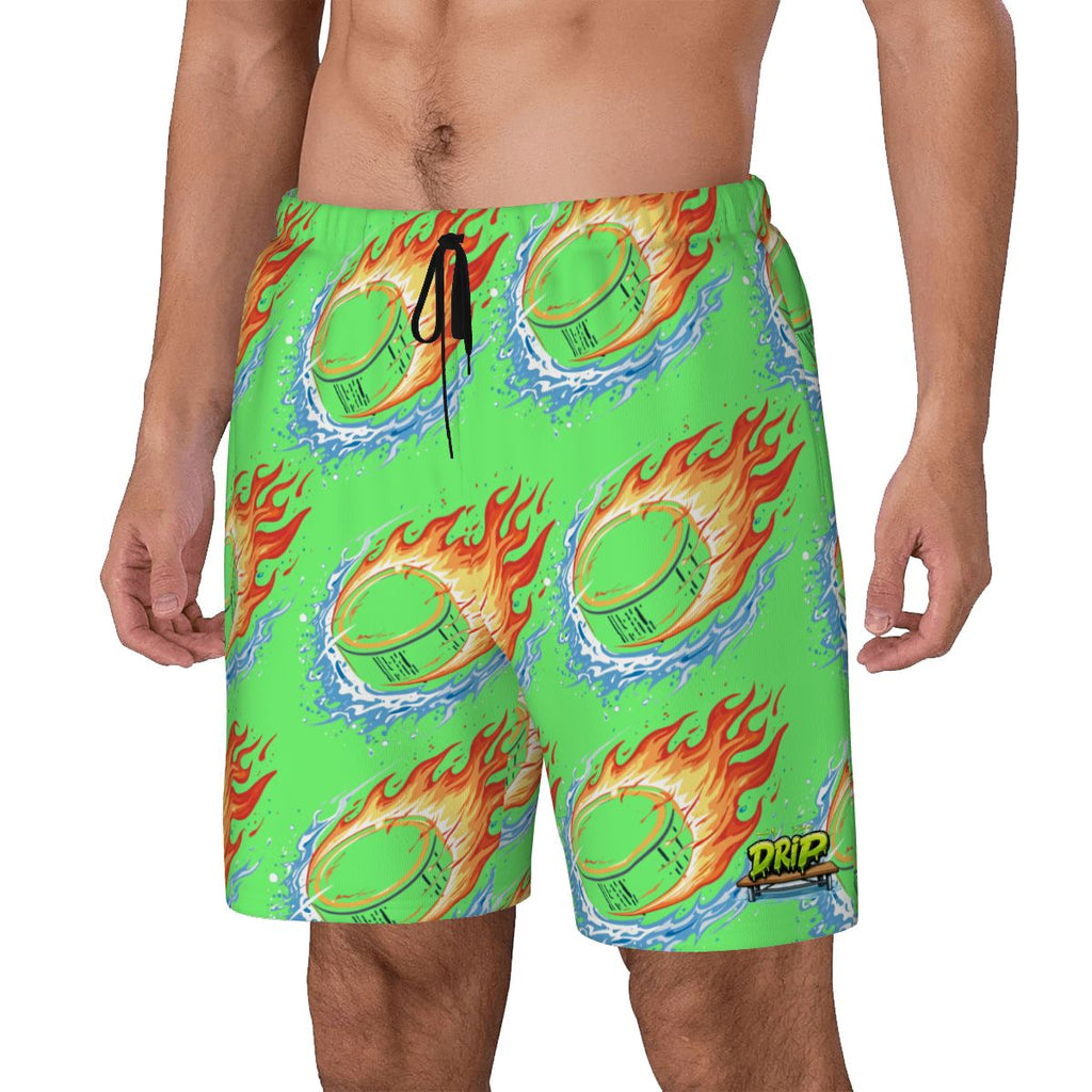 W2W Pro Mesh Hybrid Shorts - Flamin Hockey Pucks Hot Green