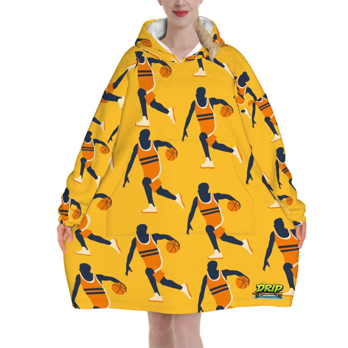 Adult Blanket Sweatshirt - Basketball Dribble Gold