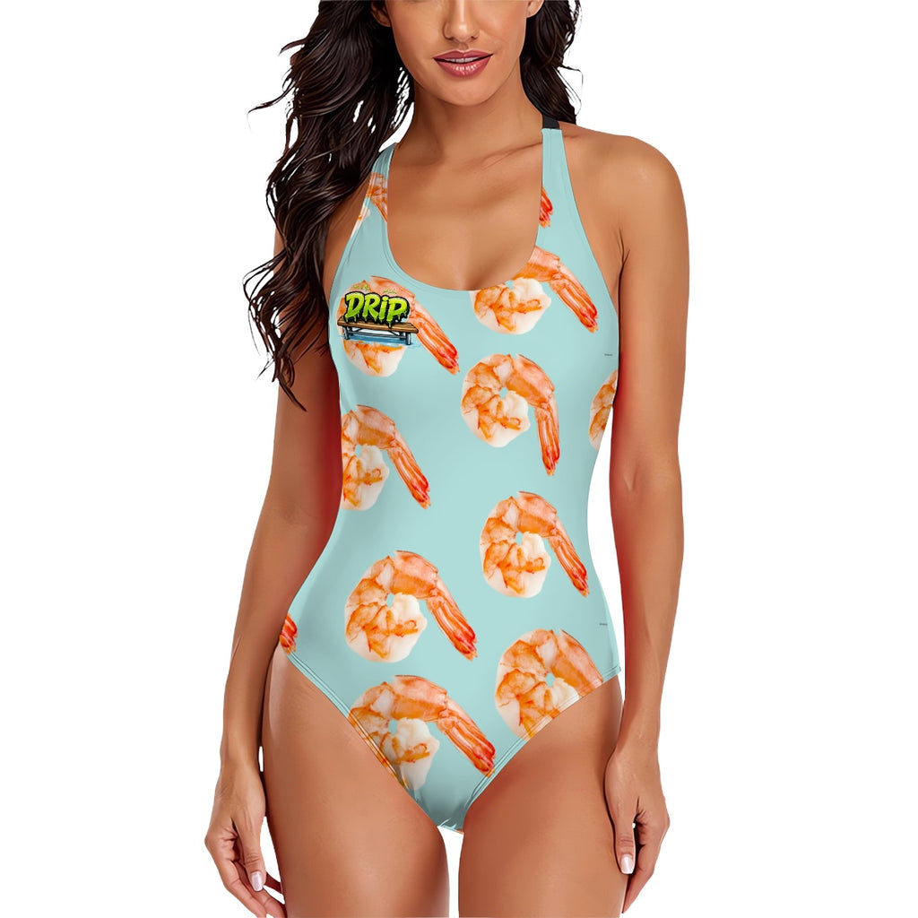 Cross-Back One Piece Swimsuit Women - Shrimp Cocktail