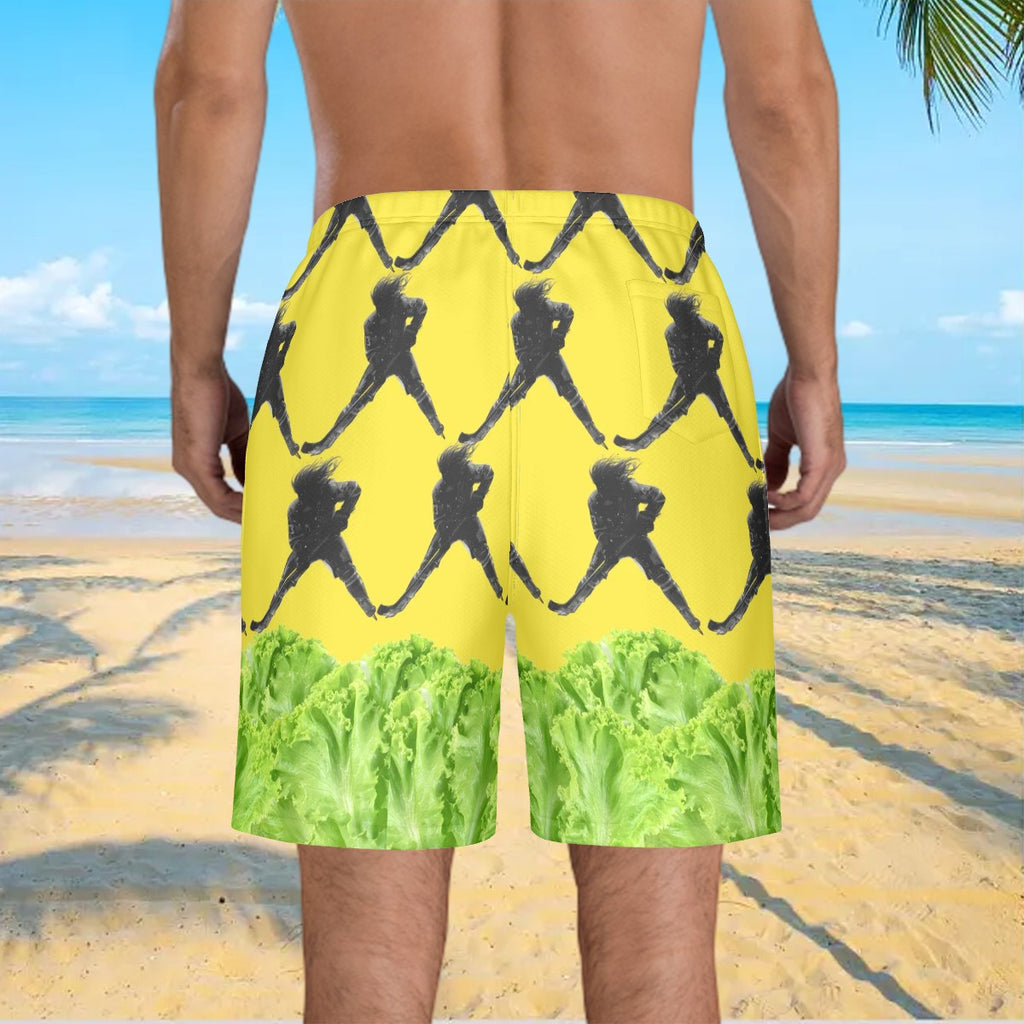 Men/Teen Swim Shorts - Lettuce Hockey Flo Yellow