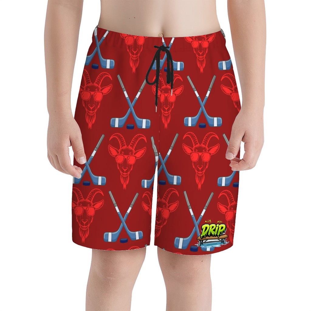 Youth Swim Shorts - Goated Hockey Classic Red