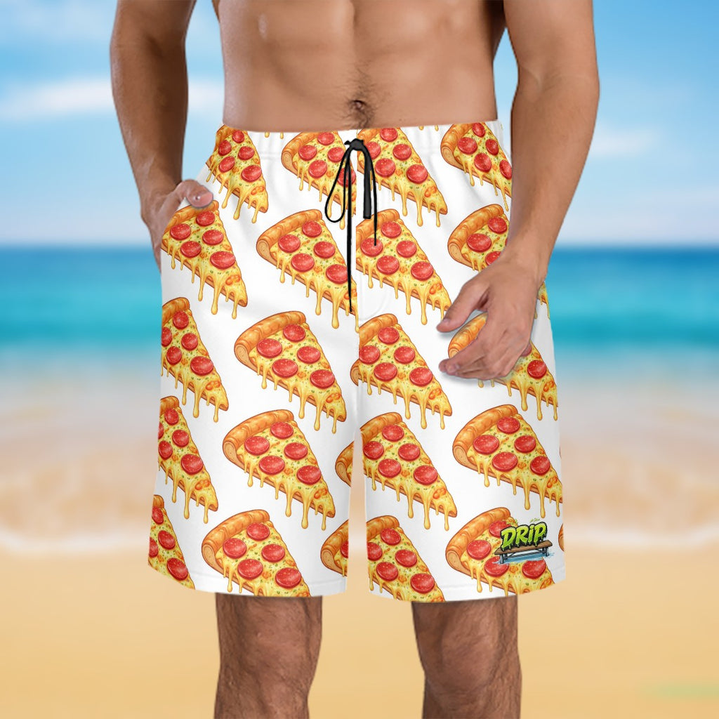 Men/Teen Swim Shorts - Pizza White