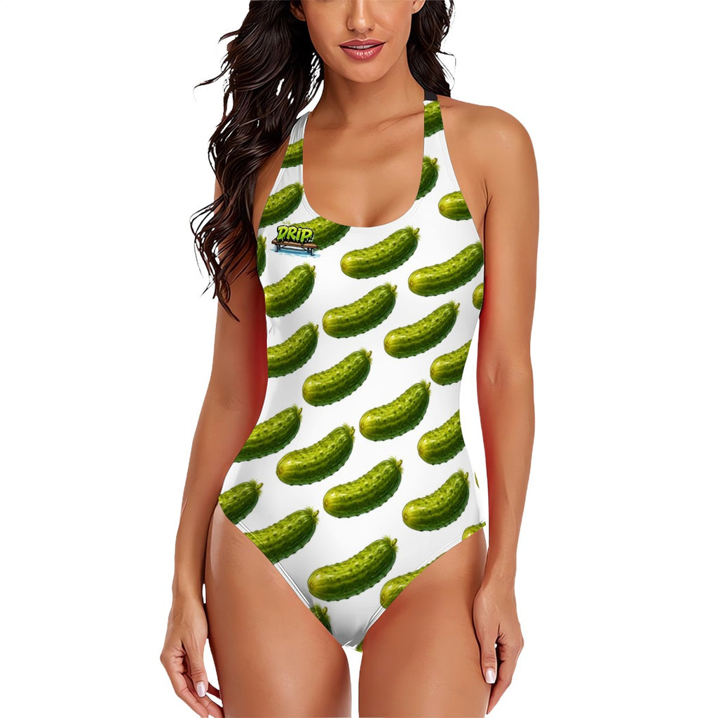Cross-Back One Piece Swimsuit Women - Drip Bench Pickled White