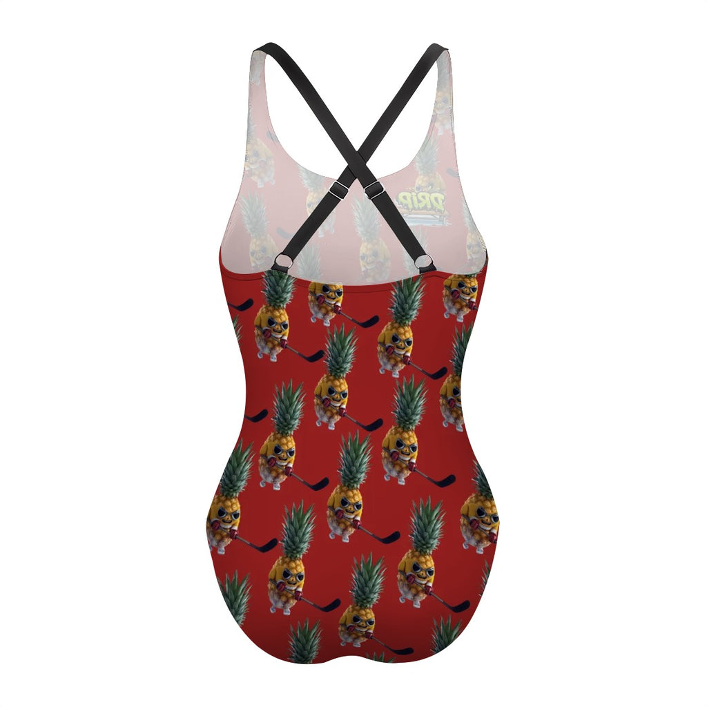 Cross-Back One Piece Swimsuit Women - Piney Snipes Classic Red