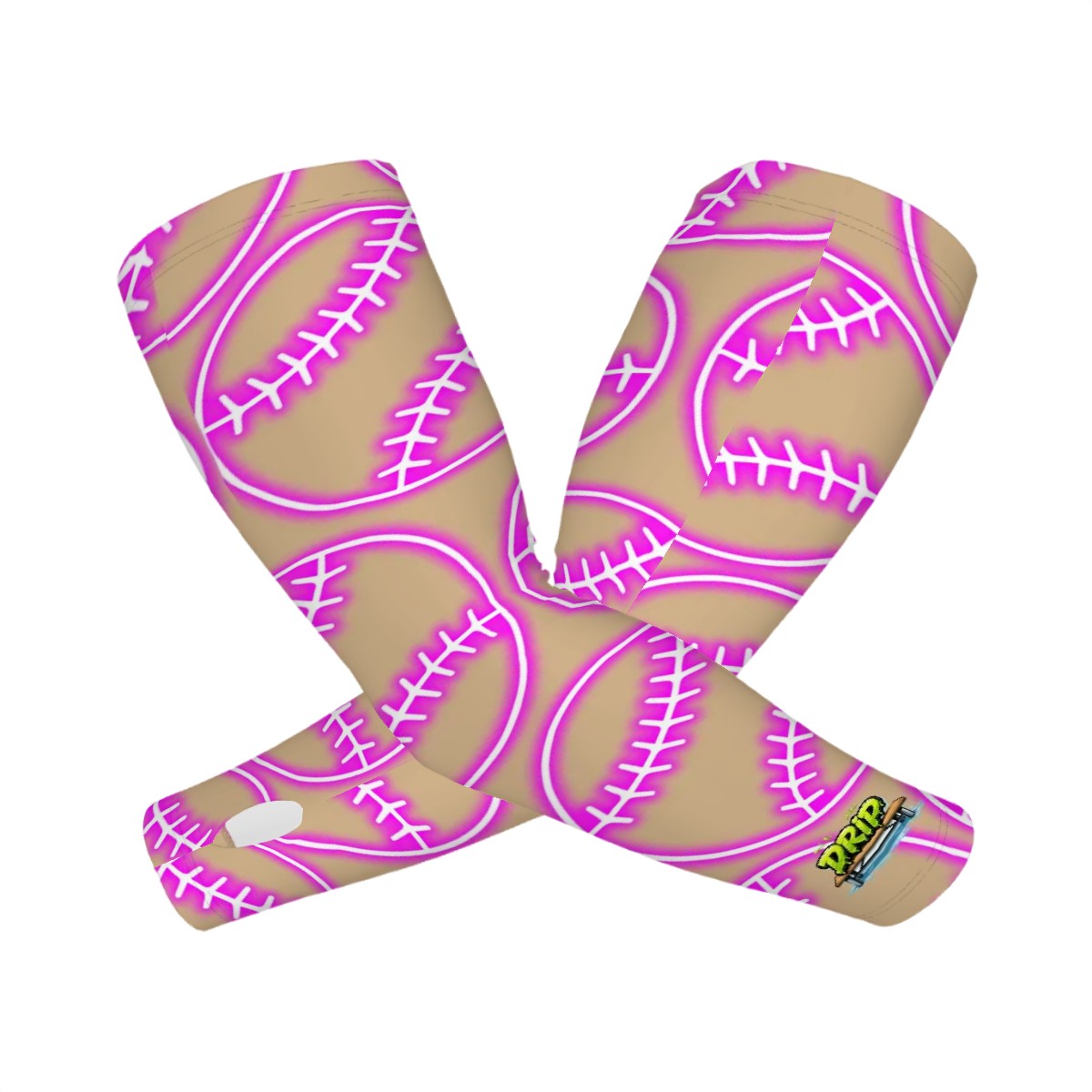 Drip Bench Performance Arm Sleeves - Neon Pink Baseball Brown