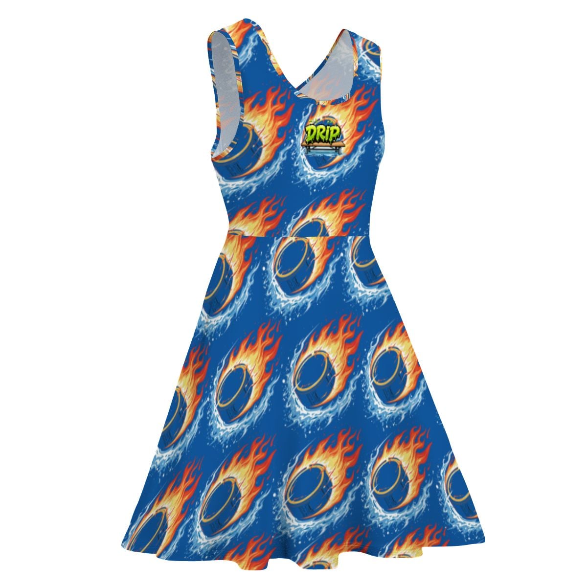 Women's Game Day Dress - Flamin Hockey Pucks Dark Blue