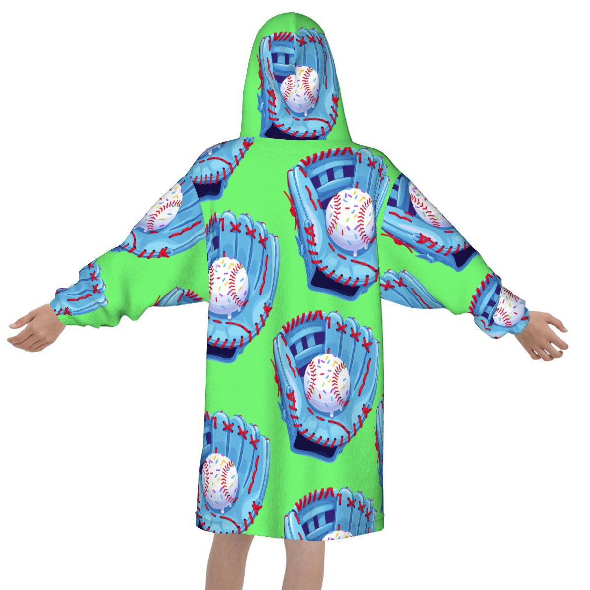 Youth Blanket Sweatshirt - Baseball Sprinkles Drip Hot Green
