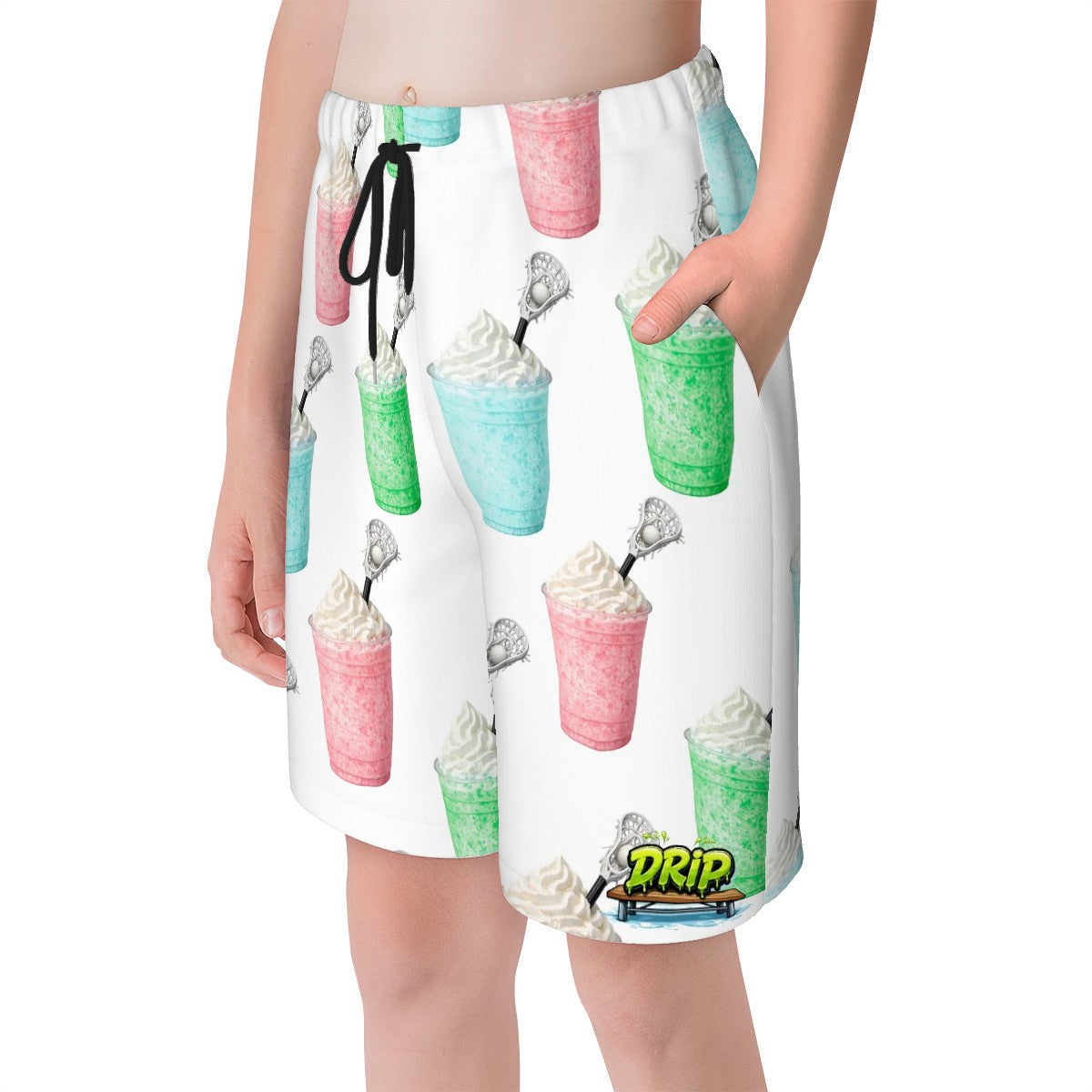 Youth Swim Shorts - Ice Cream Lacrosse White