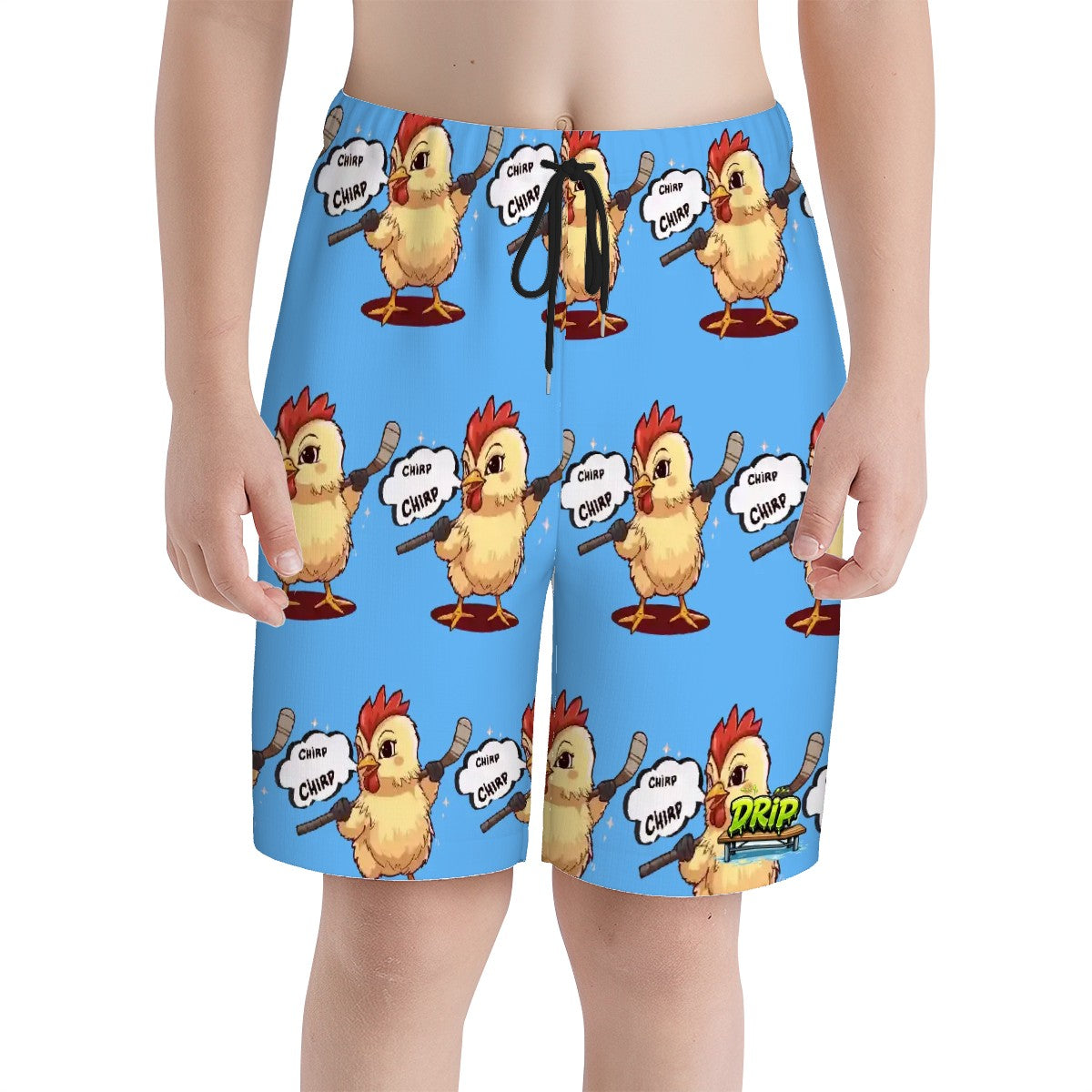 Youth Swim Shorts - Hockey Chirp Chirp Sky Blue