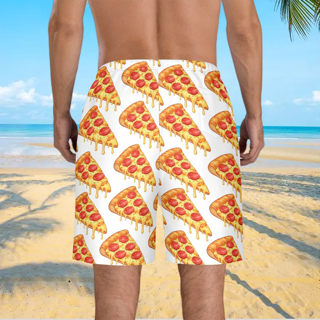 Men/Teen Swim Shorts - Pizza White