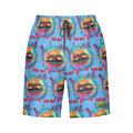 Men/Teen Swim Shorts - Cheeseburger and Hockey Sauce Blue
