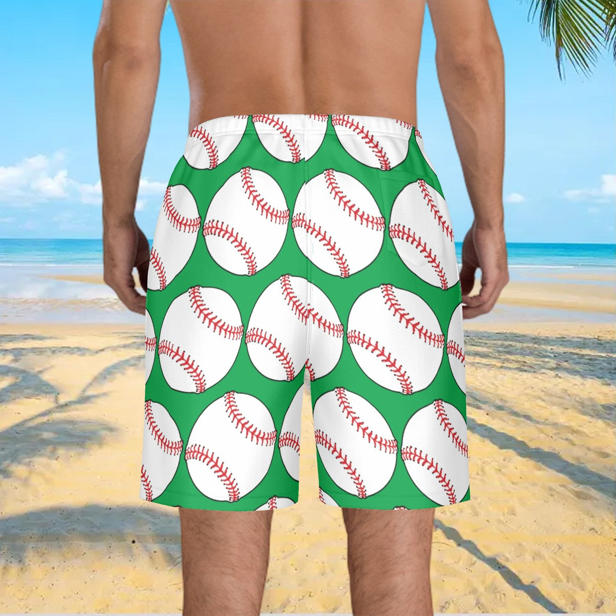 Men/Teen Swim Shorts - Classic Baseball Green