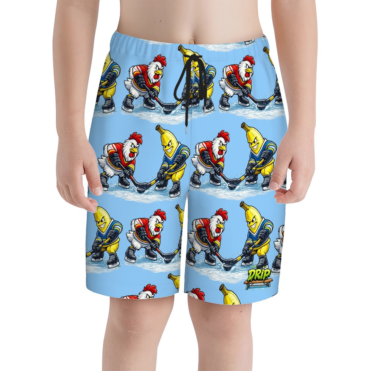 Youth Swim Shorts - Chicken Banana Faceoff Blue