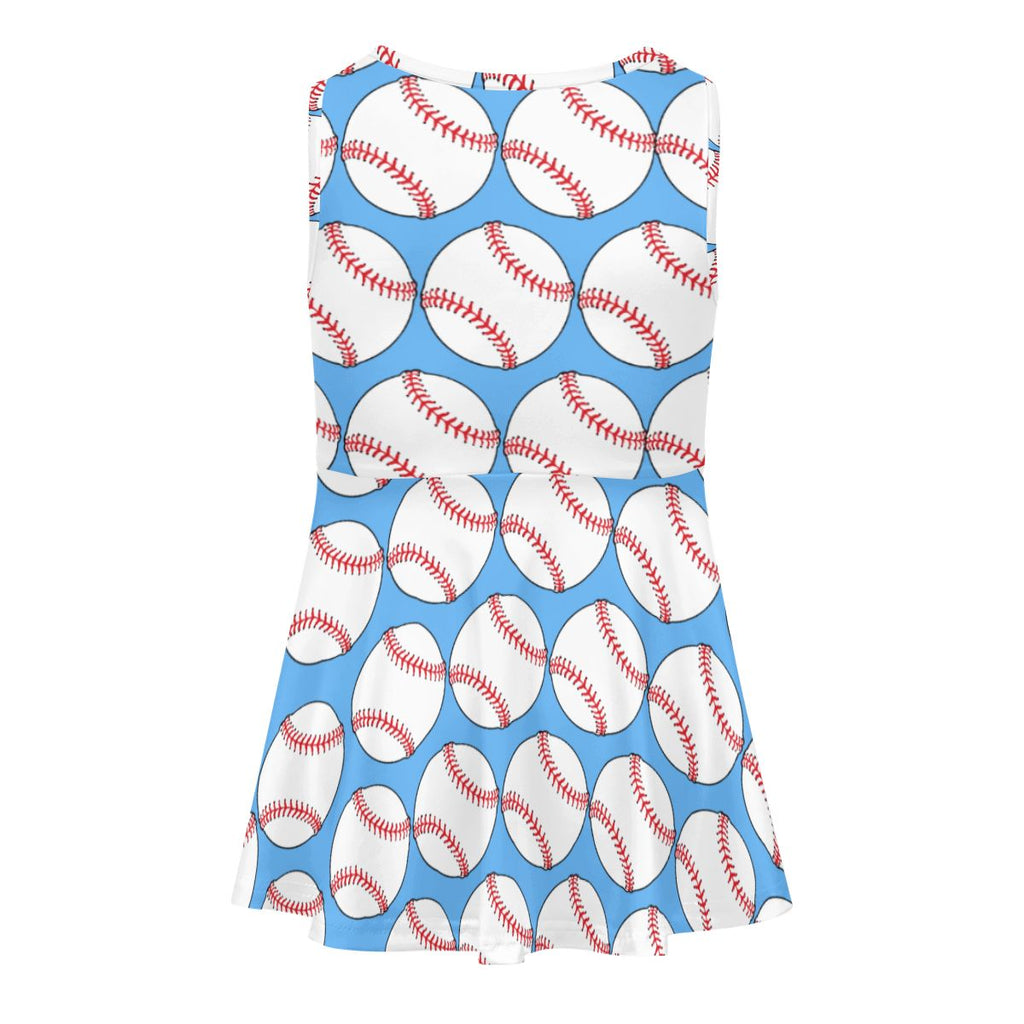 Girls Game Day Dress - Classic Baseball Blue