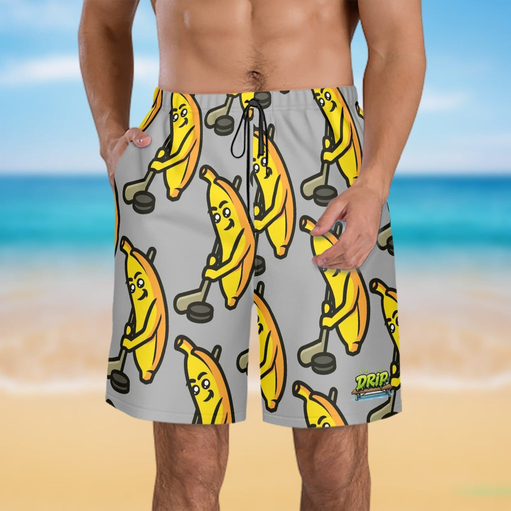 Men/Teen Swim Shorts - Bananas for Hockey Grey