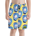 Youth Swim Shorts - Baseball Sprinkles Drip Yellow