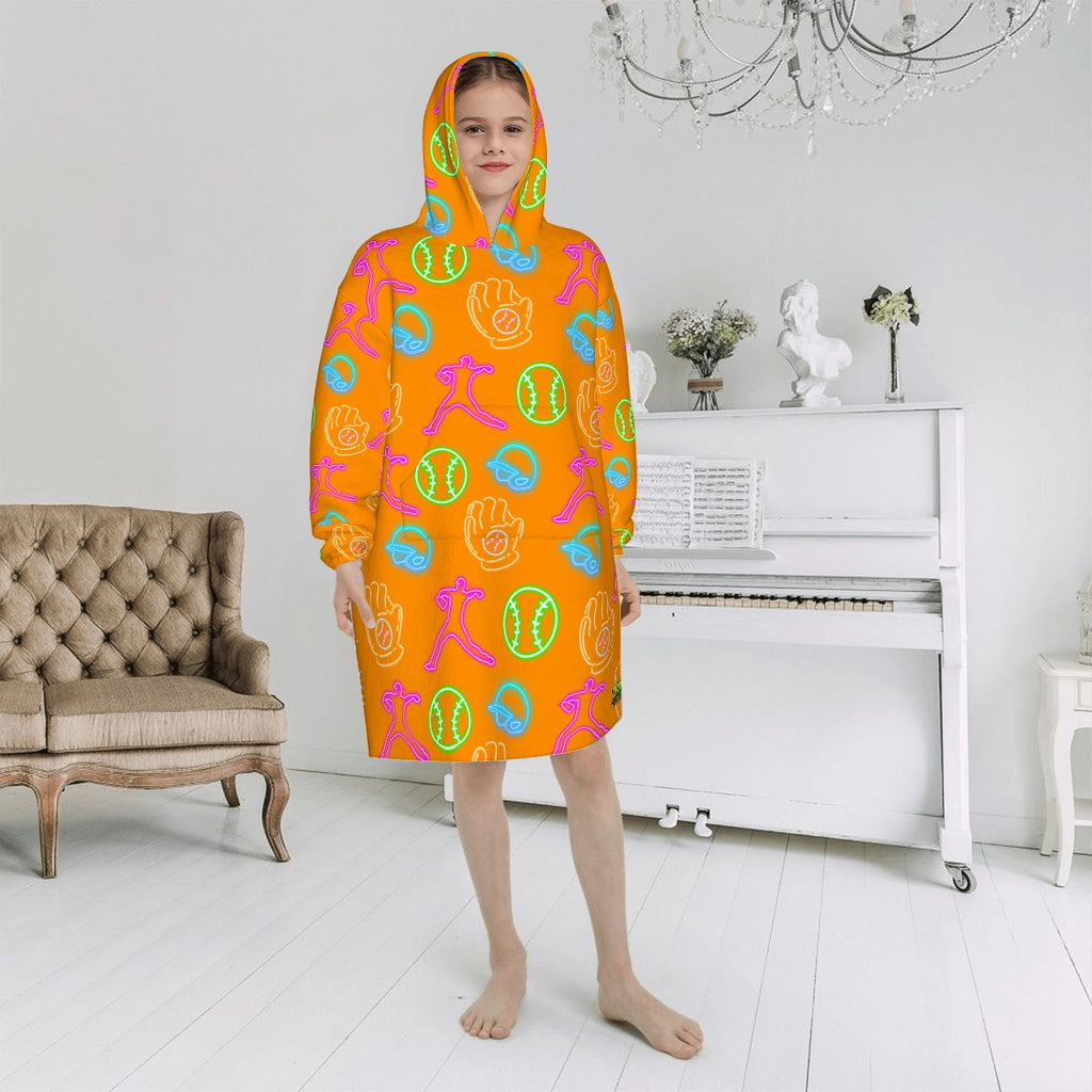 Youth Blanket Sweatshirt - Orange Neon Lights