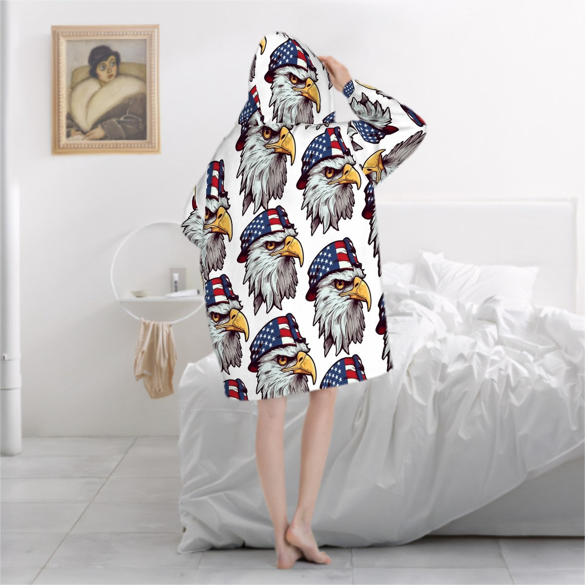 Adult Blanket Sweatshirt - Eagles Fly White