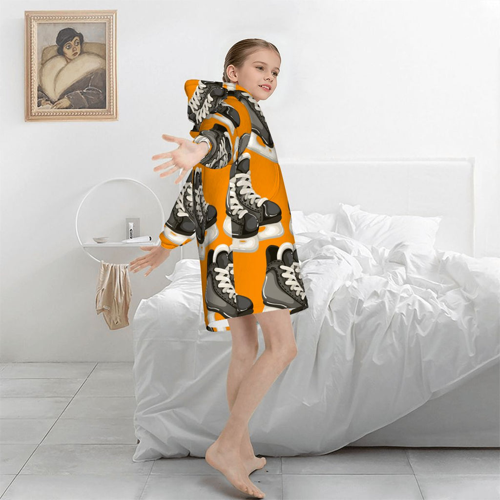 Youth Blanket Sweatshirt - Hockey Skates Orange