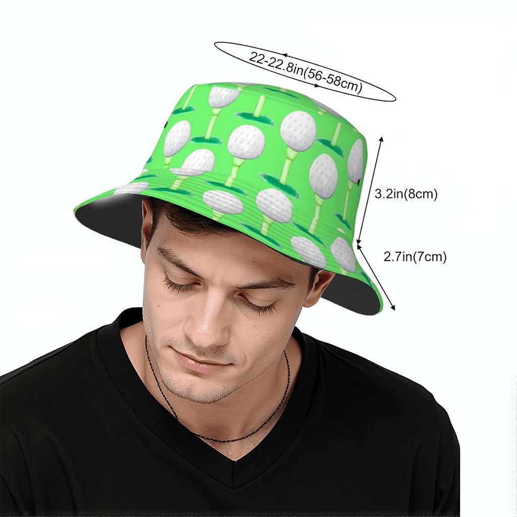 Drip Bucket Hat - Golf Ball and Tee Hot Green