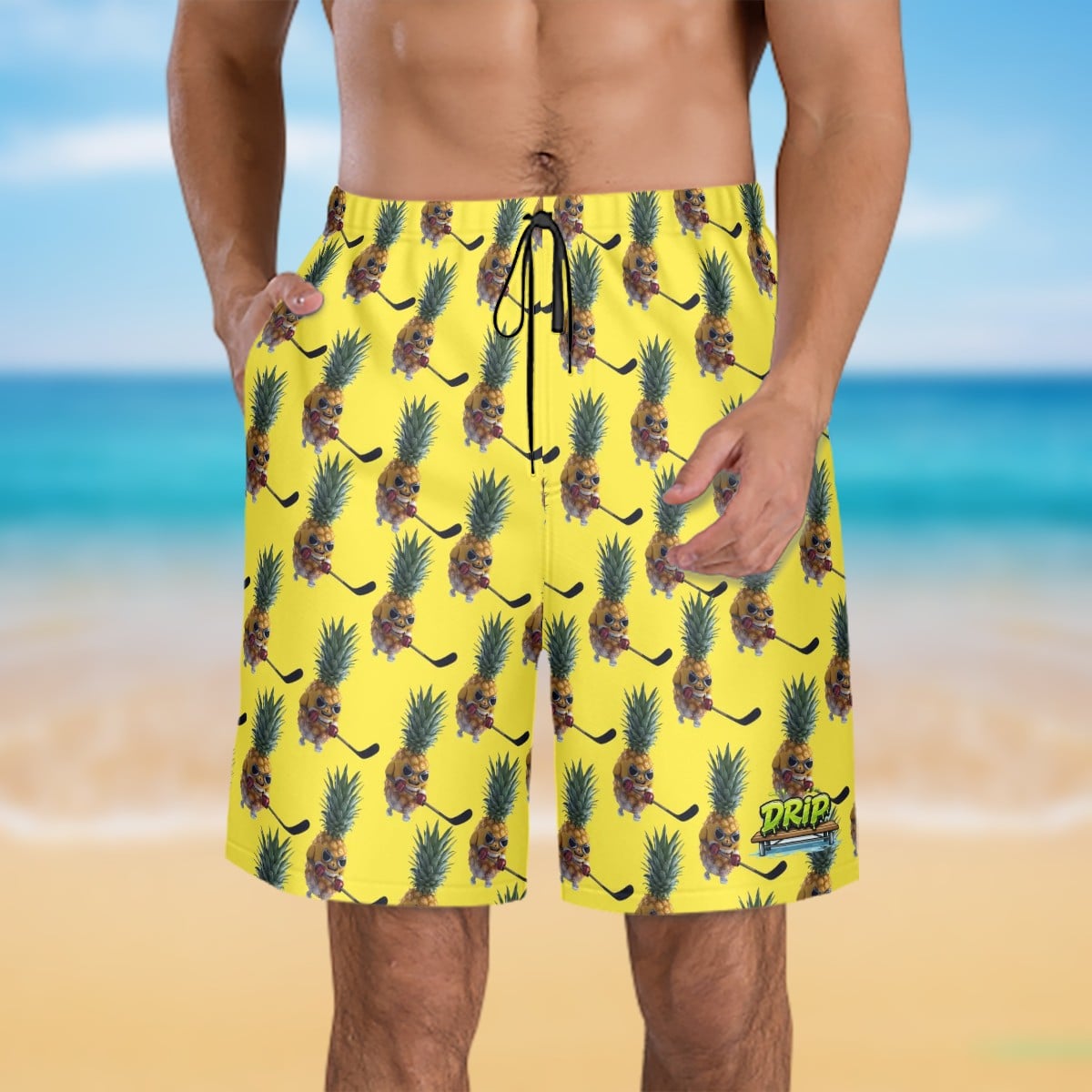 Men/Teen Swim Shorts - Piney Snipes Yellow