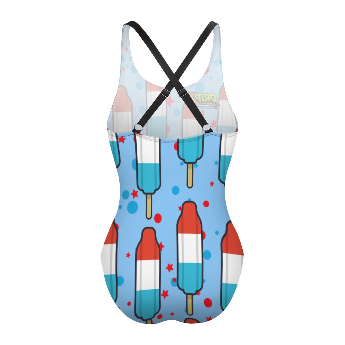 Cross-Back One Piece Swimsuit Women - Red White and Blue Pop Blue