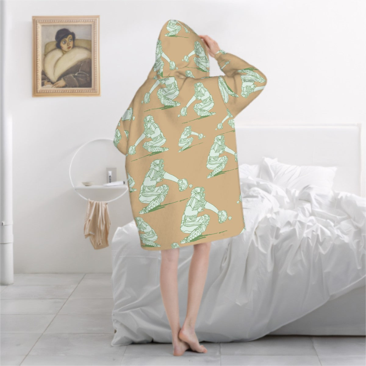 Adult Blanket Sweatshirt - Baseball Catcher Beige