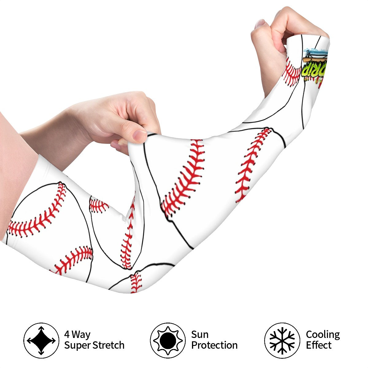 Drip Bench Performance Arm Sleeves - Classic Baseball White