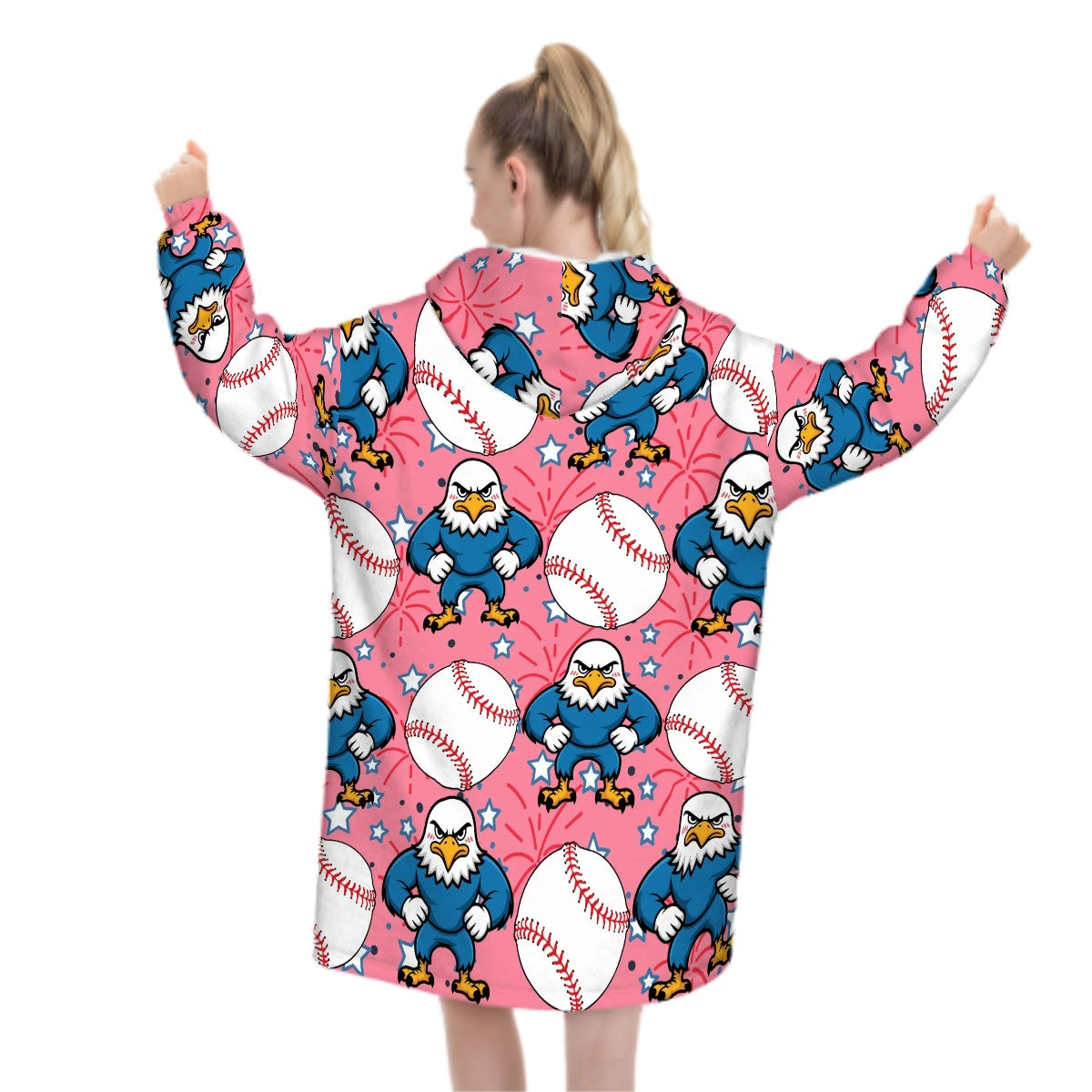 Adult Blanket Sweatshirt - Stars and Strikes Pink