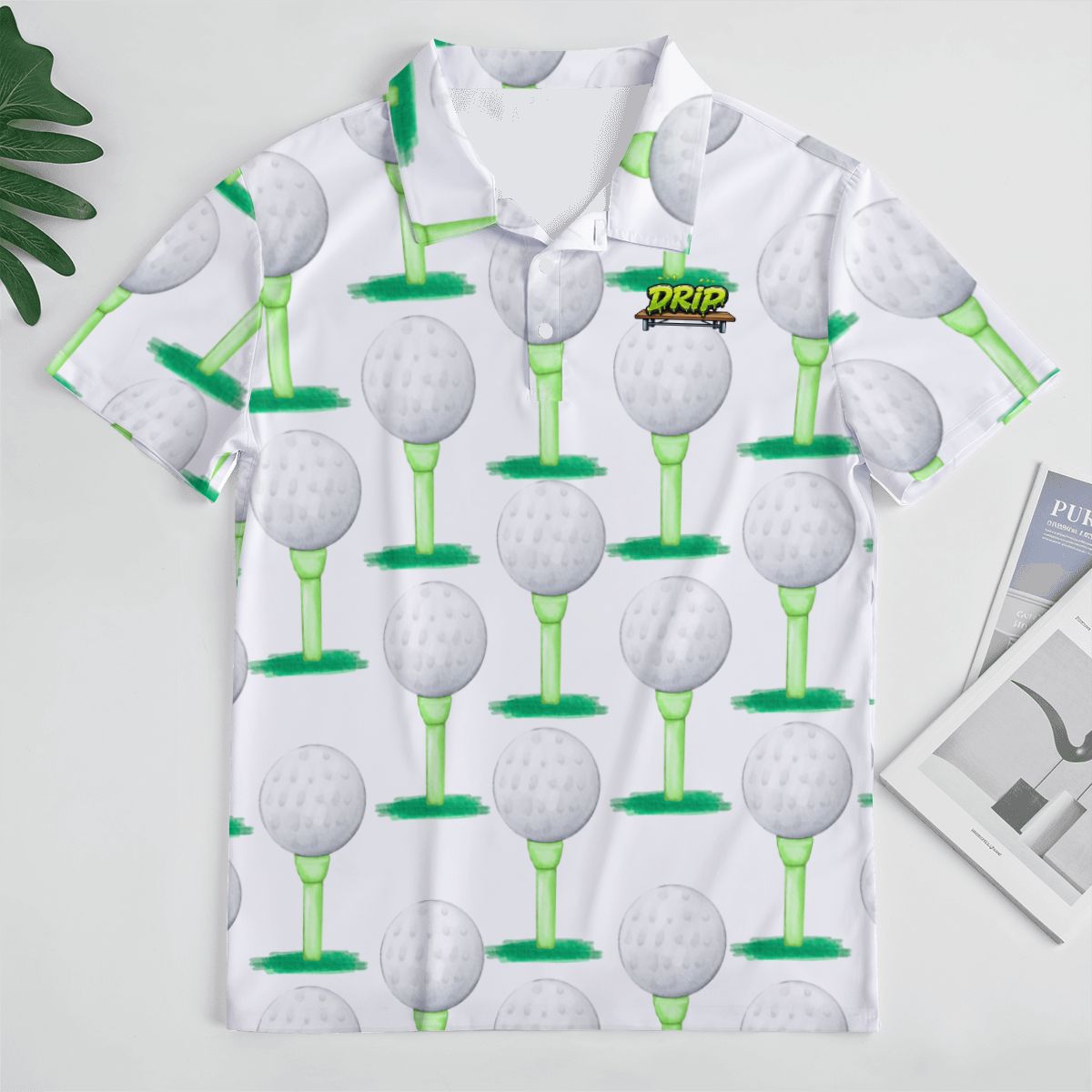Uncle Golf Shirt - Golf Ball and Tee White