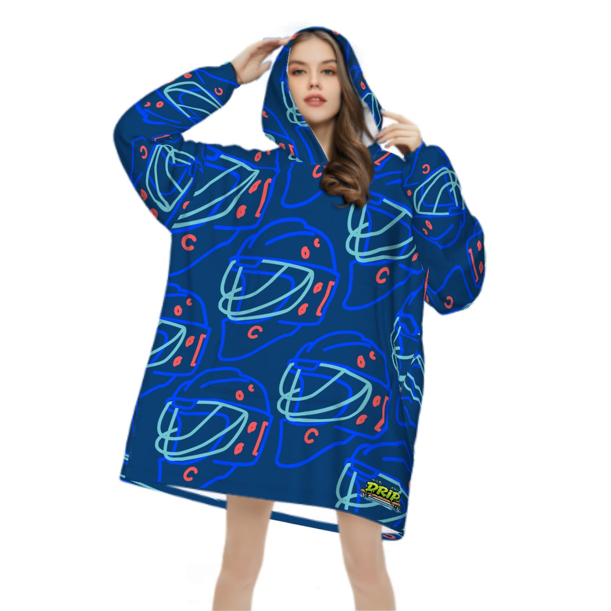 Adult Blanket Sweatshirt - Goalie Helmet Sketch Midnight