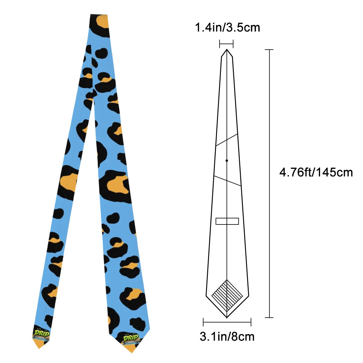Game Day Tie - Drip Bench Leopard Sky Blue