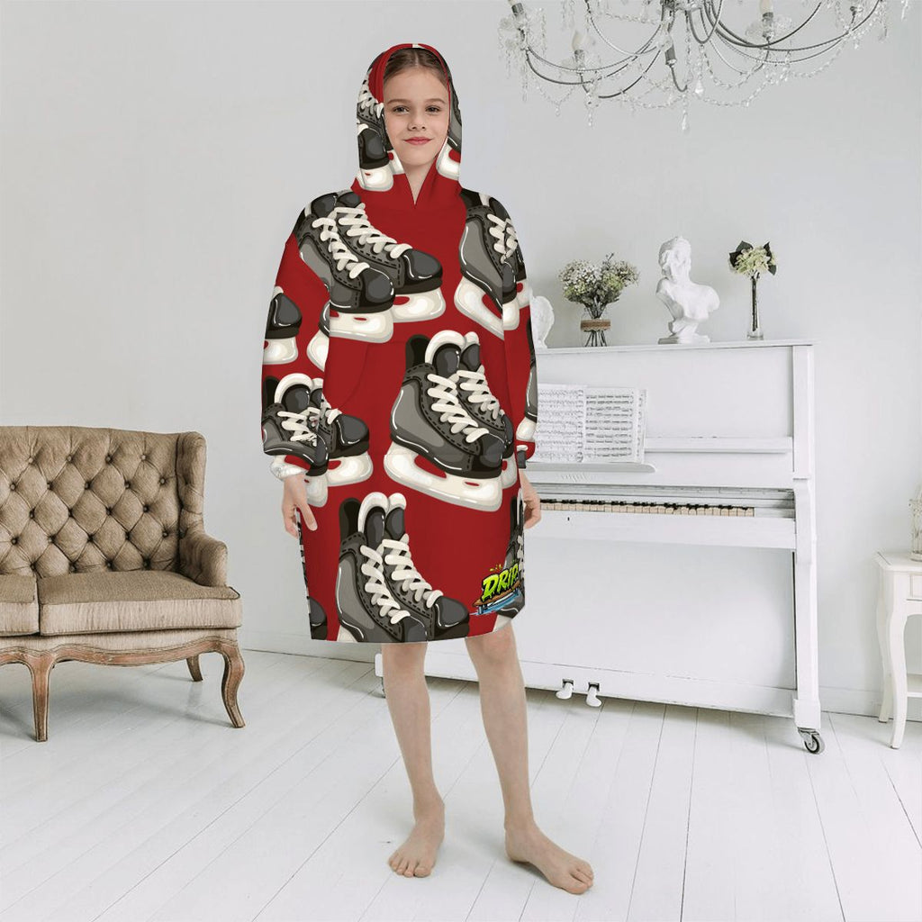 Youth Blanket Sweatshirt - Hockey Skates Classic Red