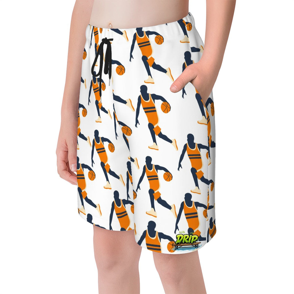 Youth Swim Shorts - Basketball Dribble White