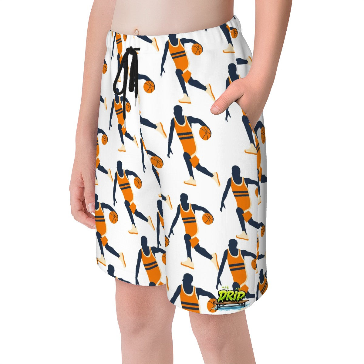 Youth Swim Shorts - Basketball Dribble White