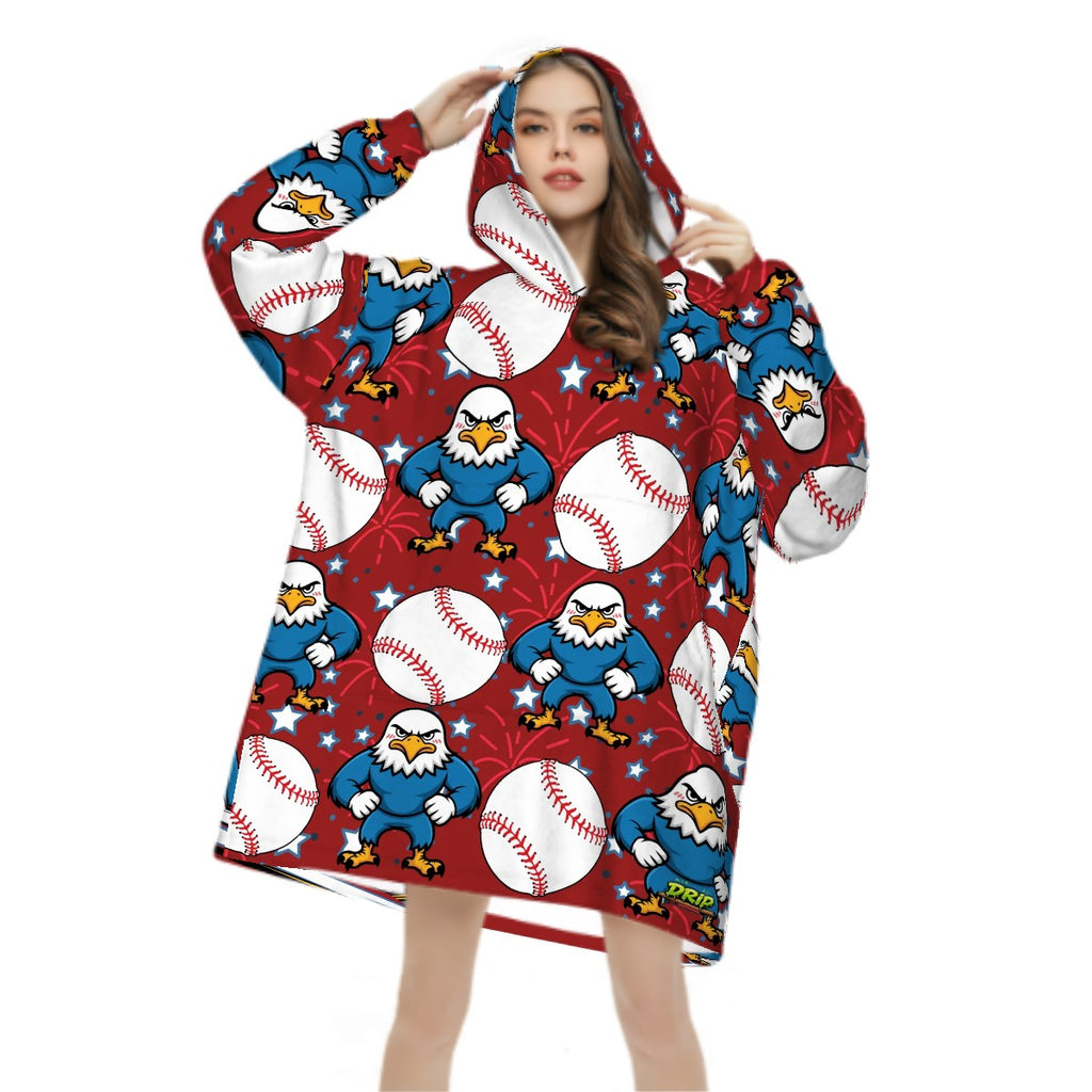 Adult Blanket Sweatshirt - Stars and Strikes Classic Red