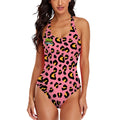 Cross-Back One Piece Swimsuit Women - Drip Bench Leopard Pink