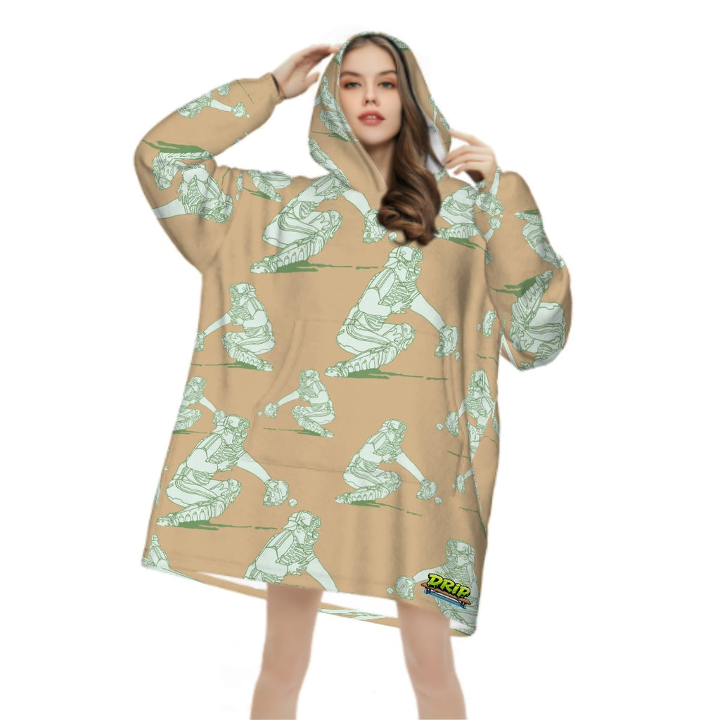 Adult Blanket Sweatshirt - Baseball Catcher Beige