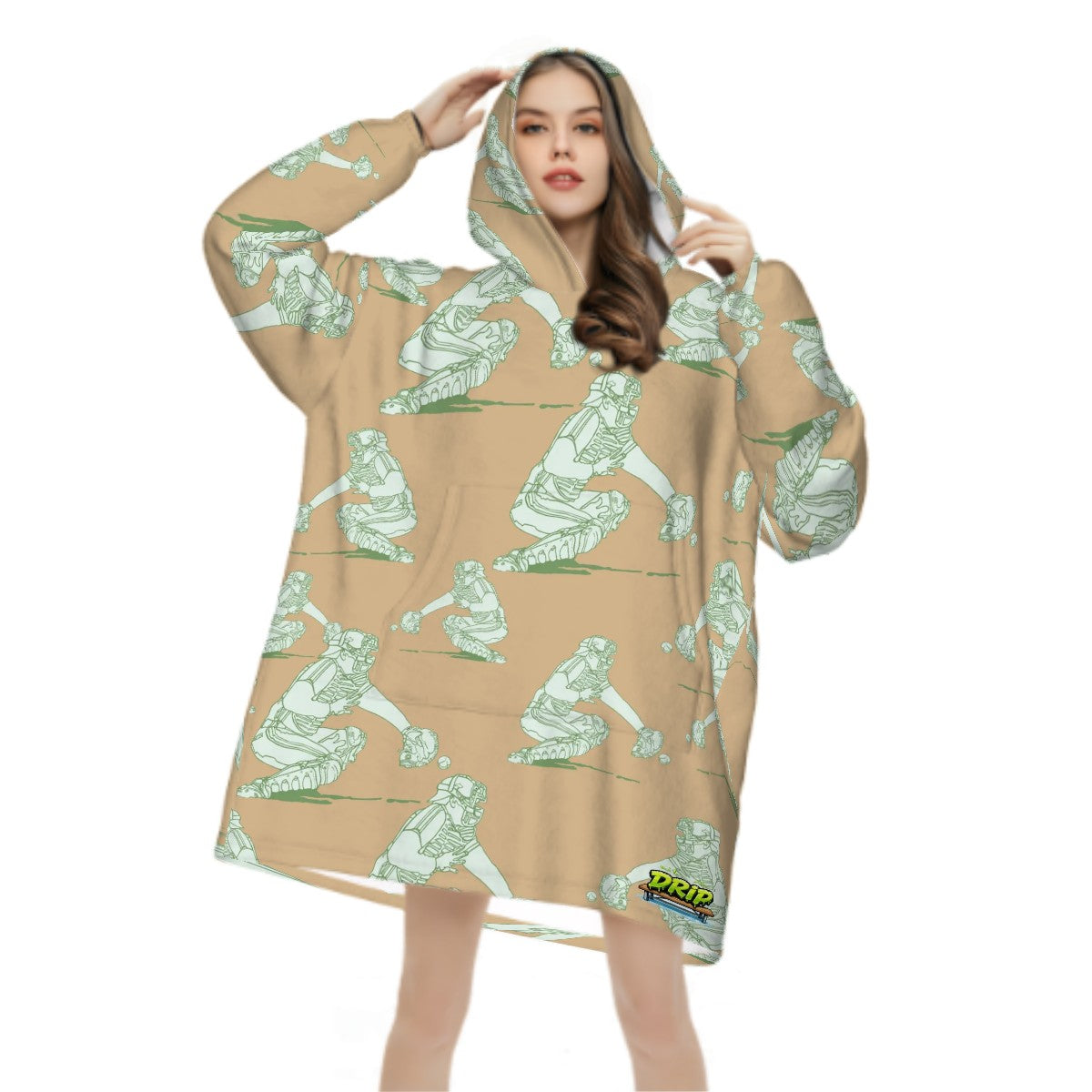 Adult Blanket Sweatshirt - Baseball Catcher Beige