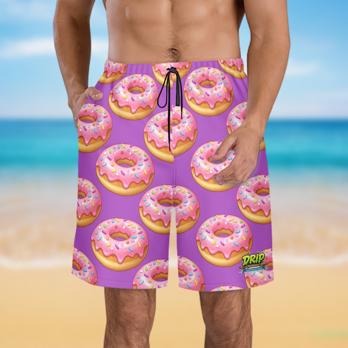 Men/Teen Swim Shorts - Donut Drip Purple