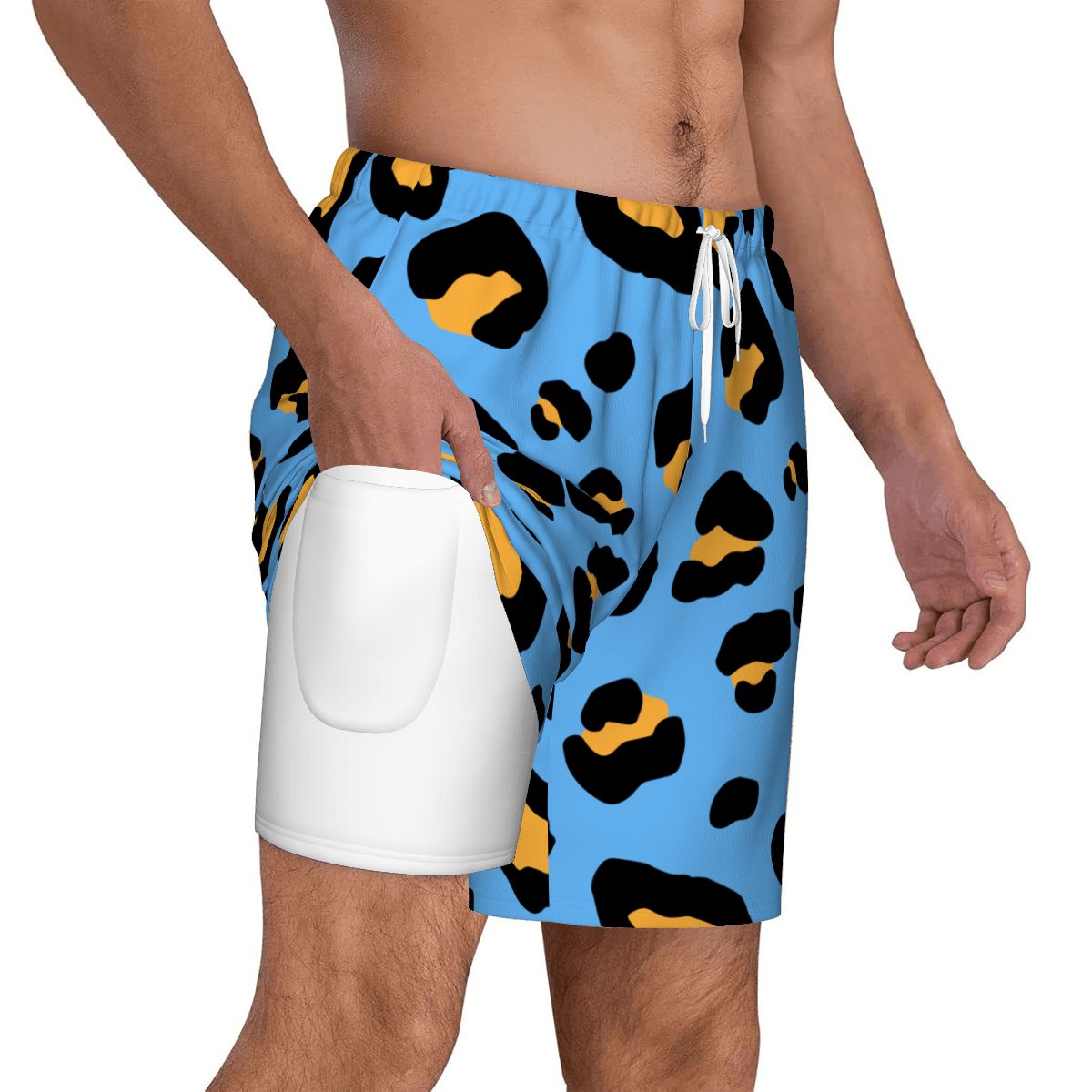 W2W Pro Mesh Hybrid Shorts - Drip Bench Leopard Sky Blue